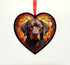 Labrador Chocolate Stained Glass Effect Heart Suncatcher